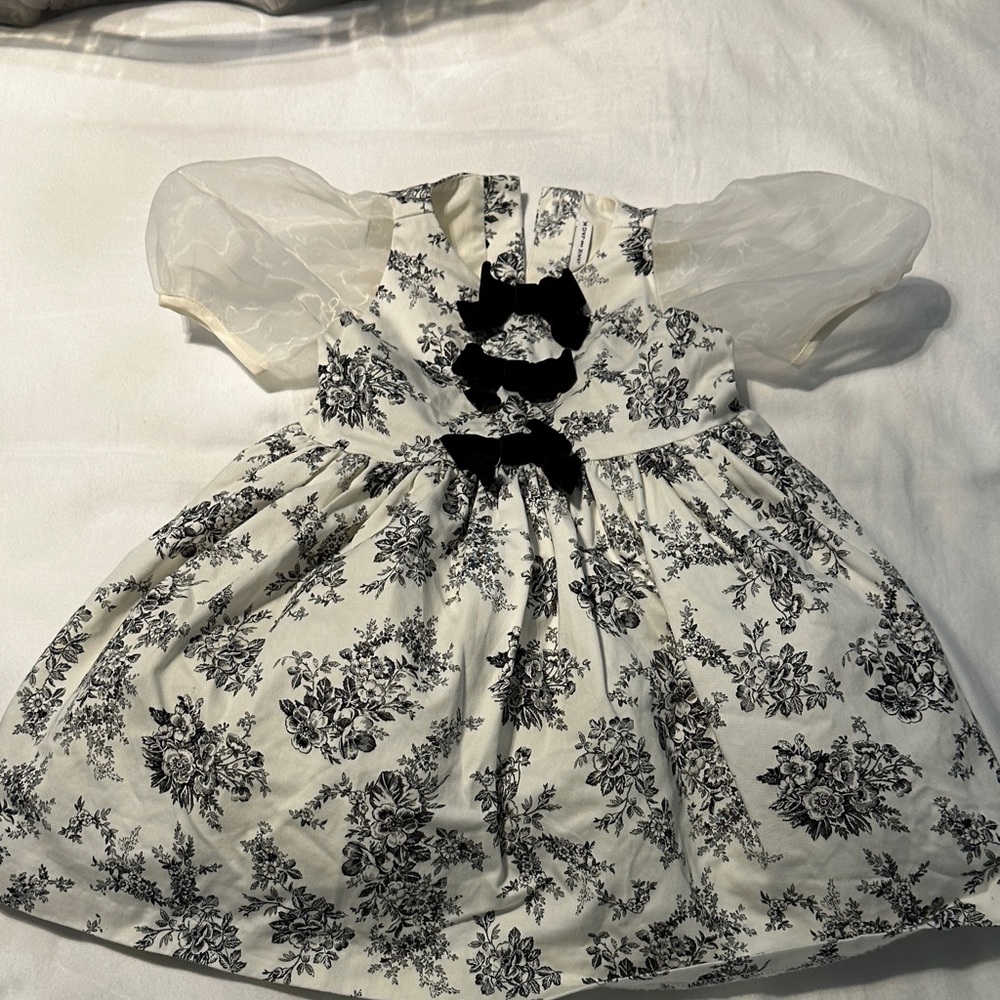 Janie and Jack Black and White Floral Dress